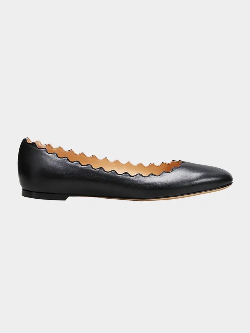 chloe Lauren Scalloped Leather Ballet Flats, black 9.5/39.5